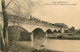Riscle * Le Viaduc Et Le Pont De La Ligne Chemin De Fer Sur L'adour * Passage D'un Train - Riscle