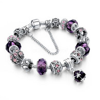 BRACCIALE TIPO MORELLATO VETRO CON CHARM COLRE VIOLA MODA DONNA BRACELET S. VALENTINO SHARON W - Bracelets