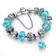 BRACCIALE TIPO MORELLATO VETRO CON CHARM COLRE AZZURRO MODA DONNA BRACELET S. VALENTINO SHARON W - Armbanden