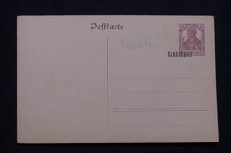 SARRE - Entier Postal Type Germania Avec Variété De Surcharge Décalée,  Non Circulé - L 98426 - Entiers Postaux