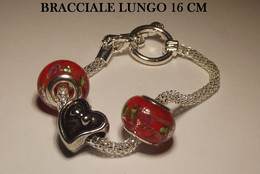 BRACCIALE TIPO MORELLATO COLORE ROSSO CON CHARM FORMA DI CUORE MODA DONNA BRACELET S. VALENTINO SHARON W - Bracelets