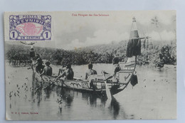 C. P. A. : Une Pirogue Des Iles SALOMON, Animé, Timbre En 1910 - Islas Salomon