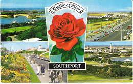 SCENES FROM SOUTHPORT, LANCASHIRE, ENGLAND. Circa 1985 USED POSTCARD R2 - Southport