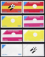 Eritrea 1982 Football World Cup Imperf Souvenir Sheet ($160) Set Of 8 Progressive Colour Proofs Comprising The 4 Individ - Eritrea