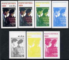 Eritrea 1982 Princess Di's 21st Birthday Imperf Souvenir Sheet ($160 Value) Set Of 7 Progressive Proofs Comprising The 4 - Erythrée