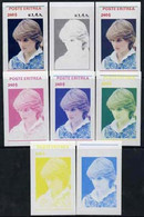 Eritrea 1982 Princess Di's 21st Birthday Imperf Deluxe Sheet ($240 Value) Set Of 8 Progressive Proofs Comprising The 4 I - Erythrée