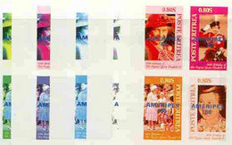 Eritrea 1986 Queen's 60th Birthday Imperf Sheetlet 4 Values With AMERIPEX Opt In Blue,  (20 Proofs) - Erythrée