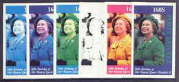 Eritrea 1986 Queen's 60th Birthday Imperf Souvenir Sheet (160s Value) The Set Of 6 Progressive Proofs Comprising Single - Erythrée