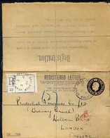 Egypt 1920 2d Reg Env From ABBASSIA To London With Fine Army Post Office Cancel, Slit At Sides To Open Out For Display - 1915-1921 Brits Protectoraat