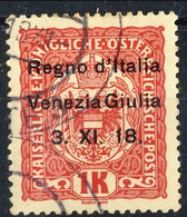 1 soprastampa "VENEZIA TRIDENTINA" Sassone n.19 FF1 1918 TRENTINO ALTO ADIGE Ct 
