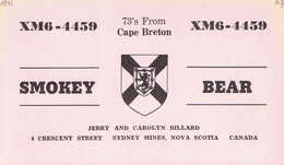 Nova Scotia Coat Of Arms On QSL From Cape Breton "Smokey Bear" Jerry & Caroline Billard, Crescent St., Sydney Mines 1970 - CB