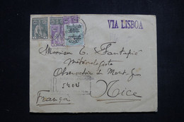 GUINÉE PORTUGAISE - Enveloppe En Recommandé Pour La France Via Lisbonne En 1925 , Verso Incomplet - L 98497 - Portuguese Guinea