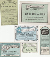 AUTRE COLLECTION 45 :  Lot De 6 étiquettes Pharmaceutique E Giraud Pharmacie Du Chemin De Fer A Lunel - Equipo Dental Y Médica