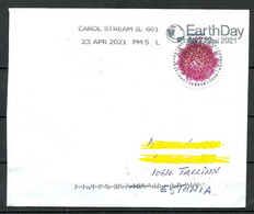 USA 2021 Cover To ESTONIA O Carol Stream IL With Earth Day Cachet - Storia Postale