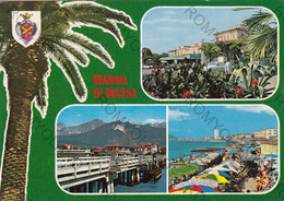 CARTOLINA  MARINA DI MASSA,TOSCANA,SPIAGGIA,MARE,ESTATE,VACANZA,BAGNI,BARCHE A VELA,BAGNI,LIDO,VIAGGIATA 1969 - Massa