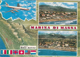 CARTOLINA  MARINA DI MASSA,TOSCANA,SPIAGGIA,MARE,ESTATE,VACANZA,BAGNI,BARCHE A VELA,BAGNI,LIDO,VIAGGIATA 1967 - Massa