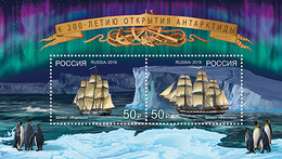 Russia, 2019, 200 Years Of Discovery Of Antarctica, S/s Block T.1 - Polar Exploradores Y Celebridades