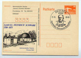DDR P86II-46-89 C72 Privater Zudruck SAMUEL SCHWABE Astronomische Station Dessau Sost. 1989 - Privé Postkaarten - Gebruikt
