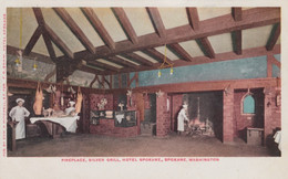 Spokane Washington, Fireplace In Silver Grill At Hotel Spokane, C1900s/10s Vintage Postcard - Spokane