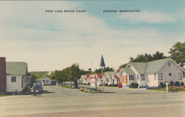 Spokane Washington, Park Lane Motor Court, Motel, Lodging, C1940s/50s Vintage Linen Postcard - Spokane