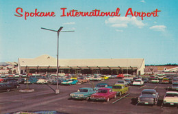 Spokane Washington, International Airport, Autos In Parking Lot, C1960s Vintage Postcard - Spokane