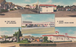 Spokane Washington, Regina City Auto Court, Motel Lodging, C1940s Vintage Linen Postcard - Spokane