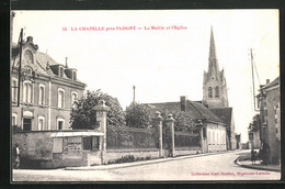 CPA La Chapelle Près Flogny, La Mairie Et L` Eglise - Flogny La Chapelle