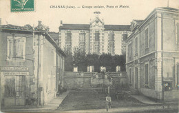 CPA FRANCE 38 "Chanas, Groupe Scolaire, Poste Et Mairie" - Chanas