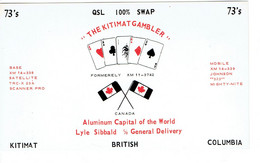 Aces Square On Old QSL From Lyle Sibbald The Kitimat Gambler, B.C. (Aluminium Capital Of The World) Years 1970 - CB