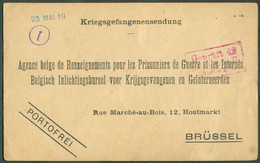 Kriegsgefangenensendung (Kaart) à L'Agence Belge De Renseignements Pour Les Prisonniers De Guette Et Les Internés à Brux - Prisioneros