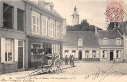 62-GUINES- LA TOUR DE GUINES ET LE RUE PRINCIPALE - Guines