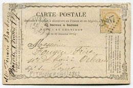 !!! CARTE PRECURSEUR TYPE CERES CACHET DE PITHIVIERS (LOIRET) 1873 - Voorloper Kaarten