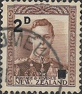 NEW ZEALAND 1941 King George VI Surcharged - 2d.on 1 1/2 D - Brown FU - Usati