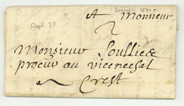 Grenoble 1684 Pour Crest LETTRE TAXEE Boliat Bolliat - ....-1700: Précurseurs