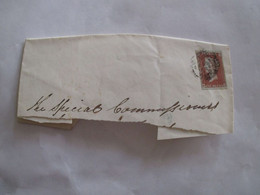 Timbre Angleterre One Penny Rouge Sur Fond Bleuté Sur Fragment De Lettre - Cartas & Documentos