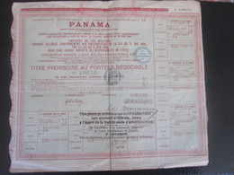 PANAMA 1888 Action & Titre Navigation COMPAGNIE UNIVERSELLE DU CANAL INTEROCÉANIQUE DE PANAMA+FISCAL CACHET CONTRÔLE - Scheepsverkeer