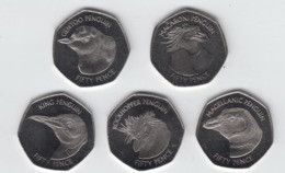 Falkland Island Coins Set Of 5, 2018 50p Coins - Penguins Uncirculated - Falklandeilanden