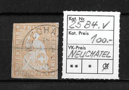 1854-1862 Helvetia (ungezähnt) → Einkreis Rundstempel NEUCHATEL   ►SBK-25B4.V◄ - Gebraucht