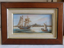 VARGAS (XXème)  " Vieux Gréement " Marine Huile Sur Toile Marouflée Encadrée - Olii