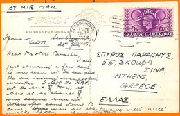 Aa2814 - GB - POSTAL HISTORY - 1948  Olympic Games 6p On CARD - 1st Day Of GAMES - Sommer 1948: London