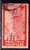 ALBANIA 1940 POSTA AEREA AIR MAIL SERIE ORDINARIA 15q USATO USED OBLITERE' - Albanië