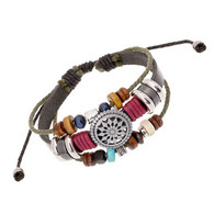 BRACCIALE PIRATE DEI CARAIBI IN PELLE DEL CAPITANO JACK SPAROW BARBAROSSA SPIRITO DEL MARE - Armbanden