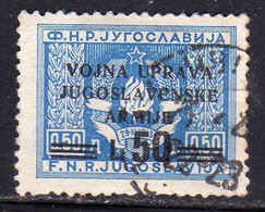 ISTRIA E LITORALE SLOVENO 1947 FRANCOBOLLI DI YUGOSLAVIA LIRE 50 SU 0.50d USATO USED OBLITERE' - Occ. Yougoslave: Littoral Slovène