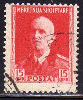 ALBANIA 1939 - 1940 RE VITTORIO EMANUELE II 15q USATO USED OBLITERE' - Albanie