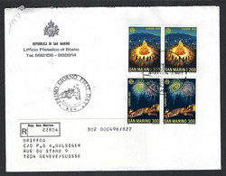SAINT-MARIN 1981: LSC Rec. Pour Genève, Affr. De 1150L (TP Au Recto Et Au Verso) - Storia Postale