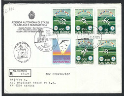 SAINT-MARIN 1985: LSC Rec. Pour Genève, Affr. De 2800L (TP Au Recto Et Au Verso) - Covers & Documents