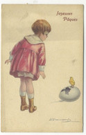 ILLUSTRATEUR - S. BOMPARD - JOYEUSES PAQUES - Enfant, Oeufs, Poussin (CARTE PAQUES) - Bompard, S.