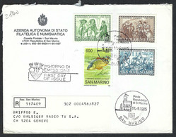 SAINT-MARIN 1985: LSC Rec. Pour Genève, Affr. De 2800L (TP Au Recto Et Au Verso) - Covers & Documents