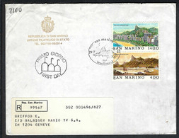 SAINT-MARIN 1983: LSC Rec. Pour Genève, Affr. De 2100L (TP Au Recto Et Au Verso) - Covers & Documents