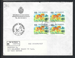 SAINT-MARIN 1983: LSC Rec. Pour Genève, Affr. De 2100L (TP Au Recto Et Au Verso) - Briefe U. Dokumente